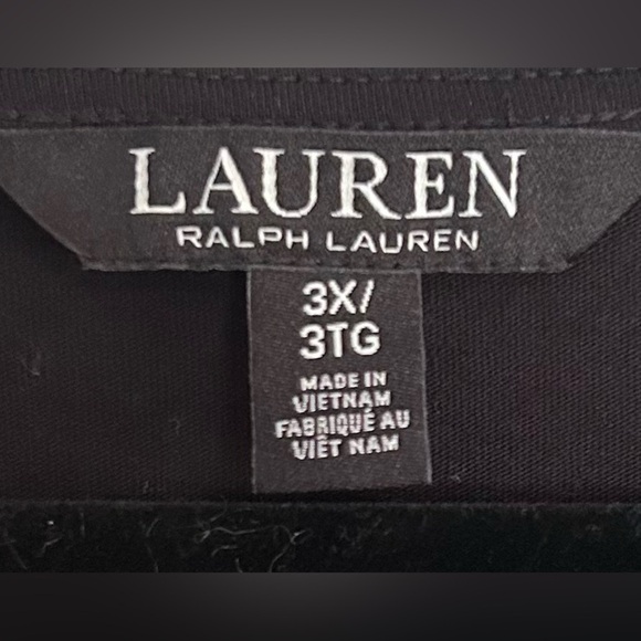 Lauren Ralph Lauren Black Tunic V Neck Top Size 3X Classic Basic Layering Office - Picture 5 of 6